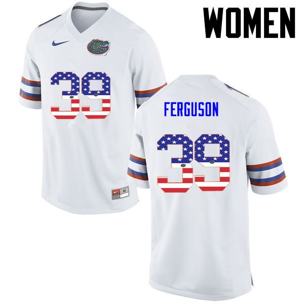 Women's NCAA Florida Gators Ryan Ferguson #39 Stitched Authentic USA Flag Fashion Nike White College Football Jersey KSL6365WC